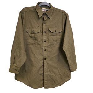 Vintage Boy Scouts Of America Men's L Official Green Button-Up Shirt 50s 60s 70s